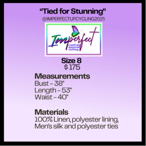 Upcycled white linen dress with side panel neckties - Picture 2 of 2